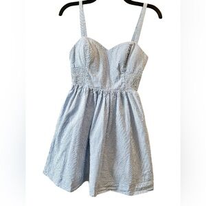 Lilly Pulitzer Blue Seersucker Sundress Fully Lined With Built in Bra